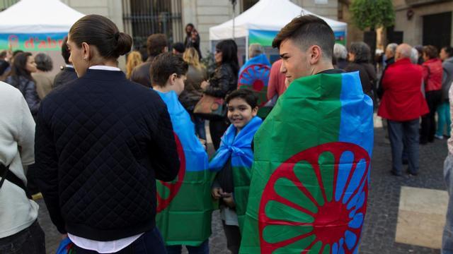 Acto conmemorativo del Día Internacional del Pueblo Gitano en Barcelona, en 2018.