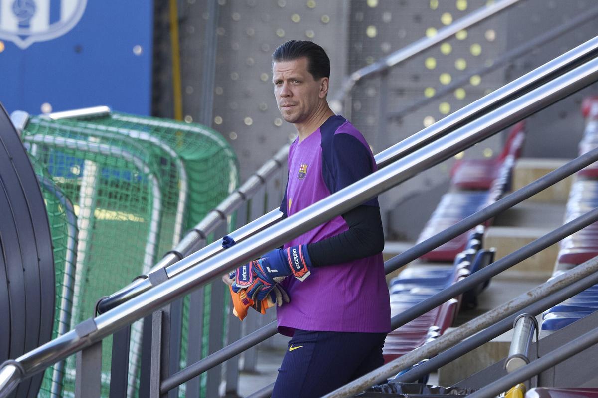 Szczesny, en el entrenamiento en la Ciutat Esportiva Joan Gamper