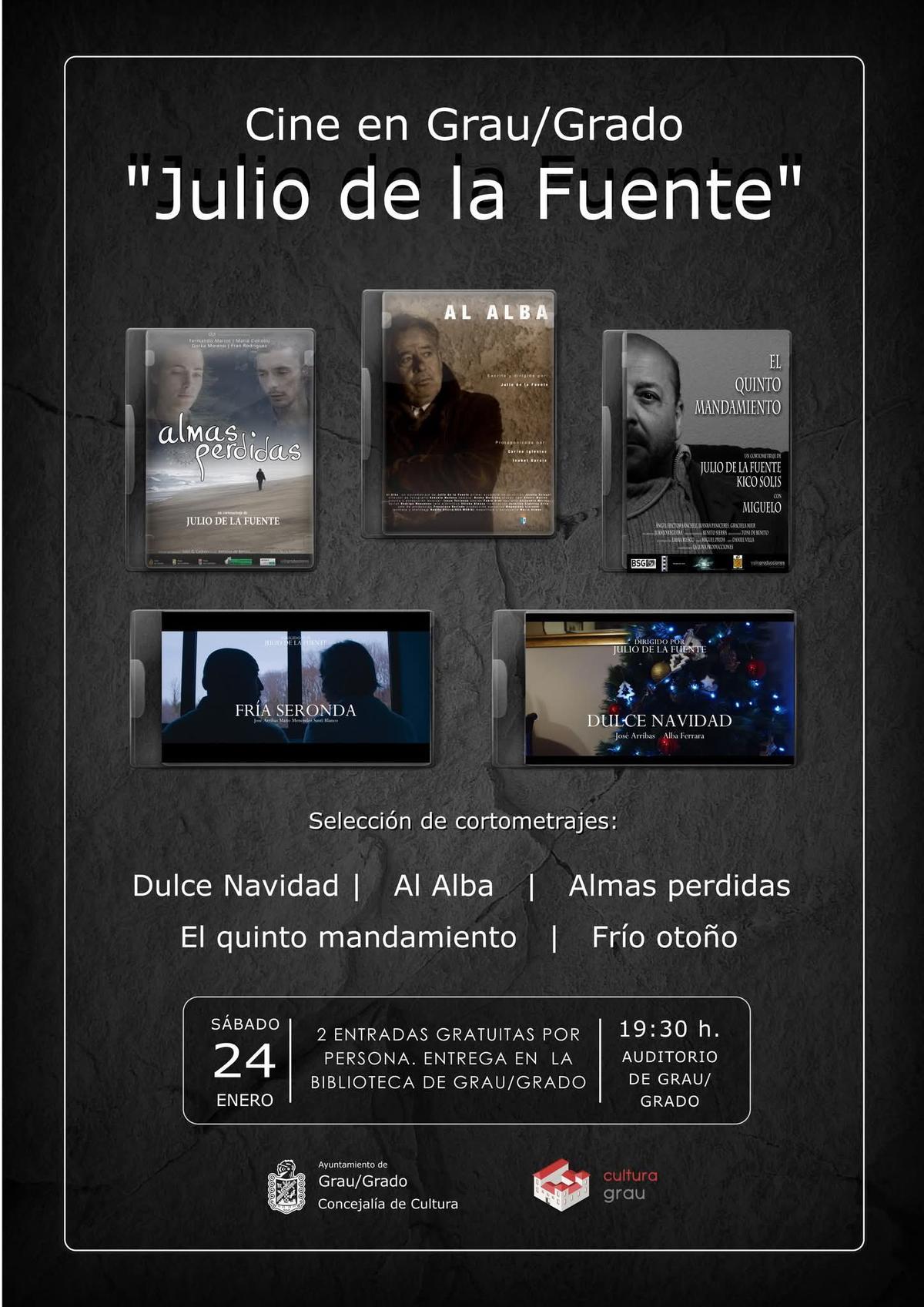 Cartel promocional de la proyección con una selección de la obra de Julio de la Fuente.