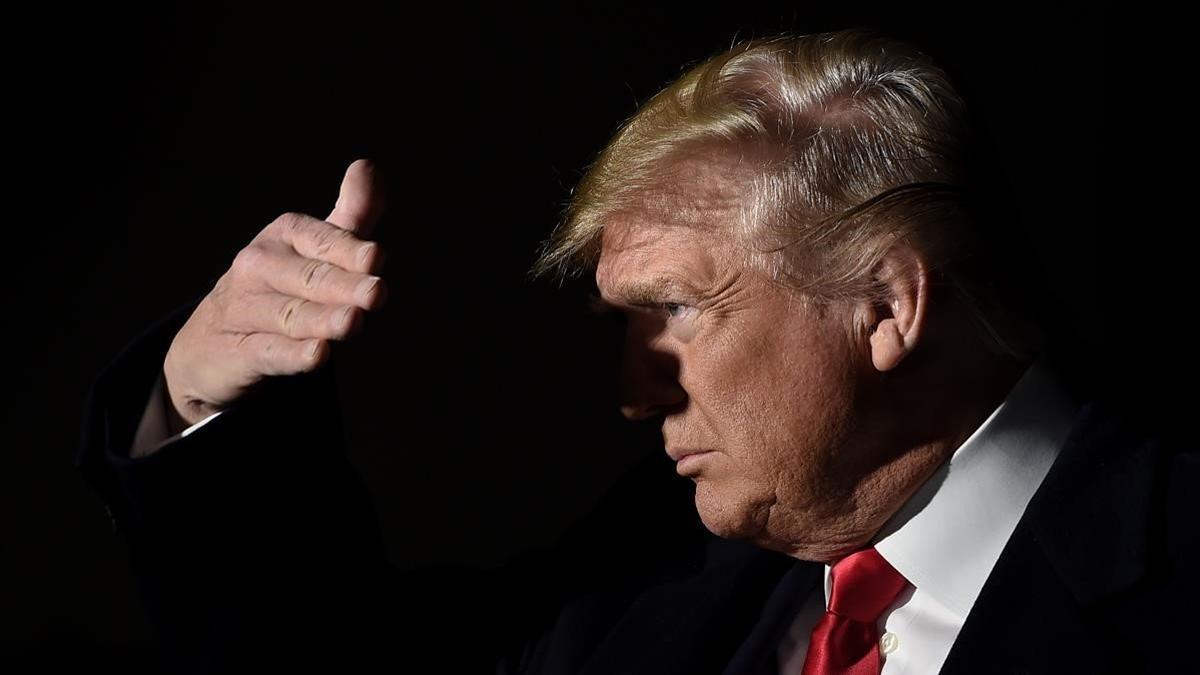 El presidente de Estados Unidos, Donald Trump. durante una rueda de prensa en la Casa Blanca. este sábado.