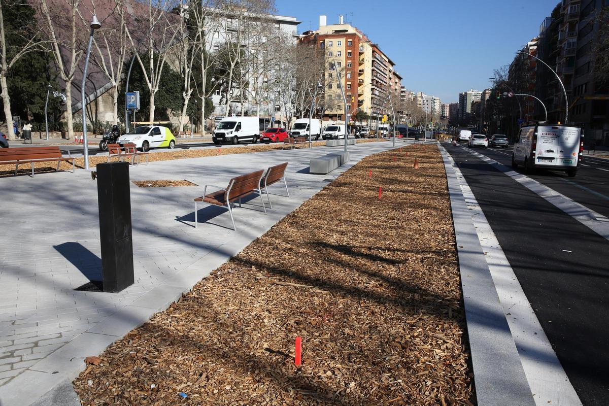 El nuevo tramo de Meridiana pacificada, a punto de estreno y sin verde