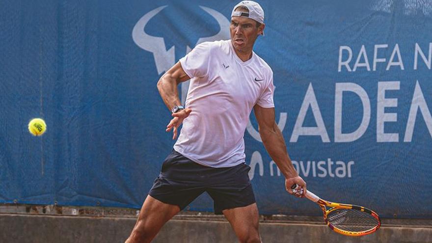 Rafa Nadal, entrenando en su academia