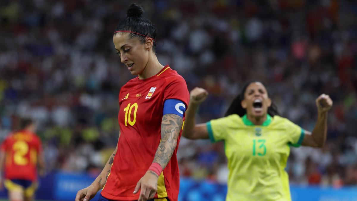 Jenni Hermoso en el partido contra Brasil de los Juegos