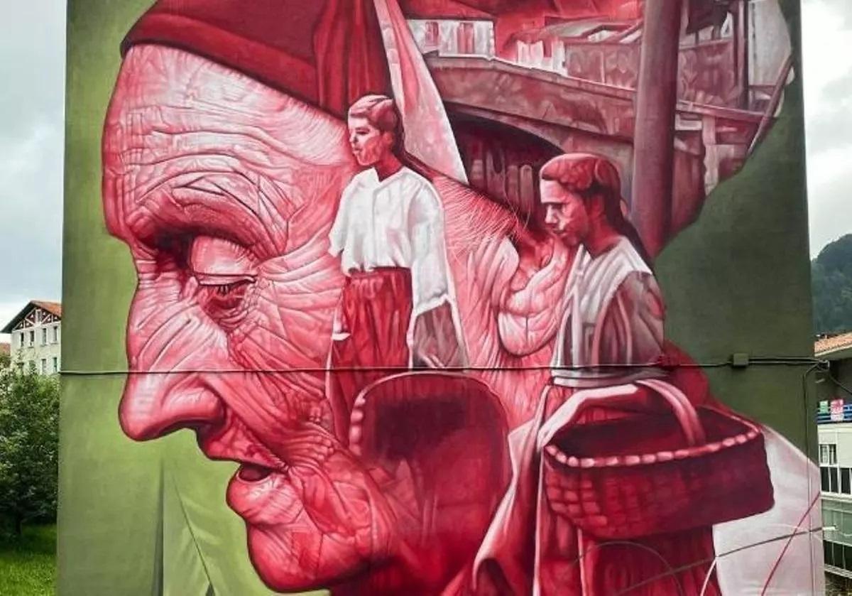 Mural de Sabotaje al Montaje en Ondárroa, premiado en la categoría Impacto en el certamen de 'Street Art Cities'. Enero 2024. @streetartcities