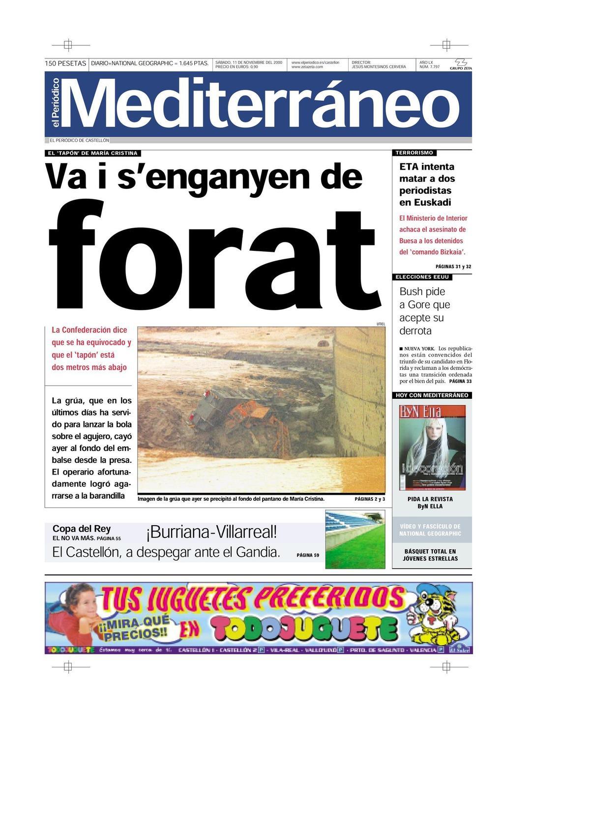 Esta es la recordada portada de 'Mediterráneo' tras la gota fría de 2000.