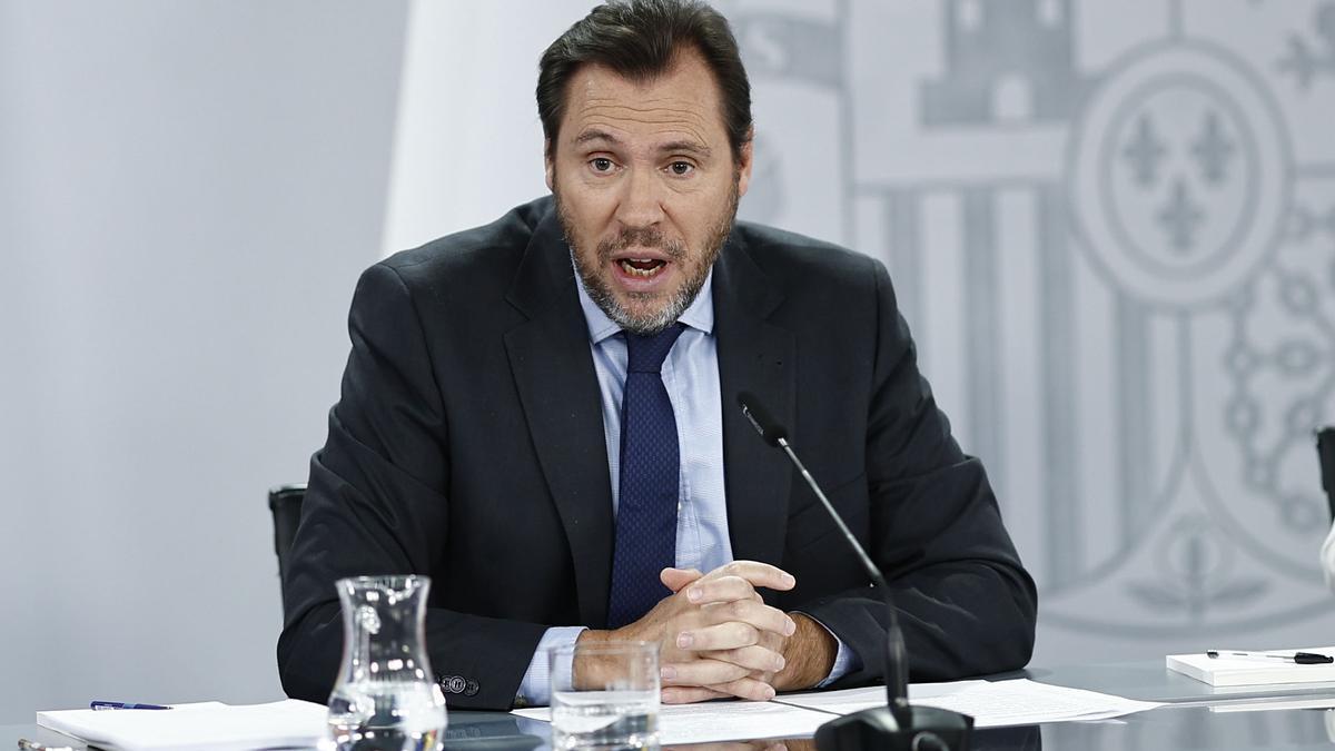 Óscar Puente, durante la rueda de prensa tras el Consejo de Ministros de hoy.