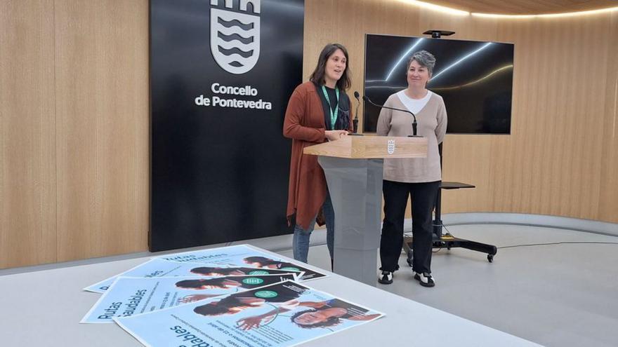 Lola Andújar y Eva Vilaverde, en rueda de prensa.