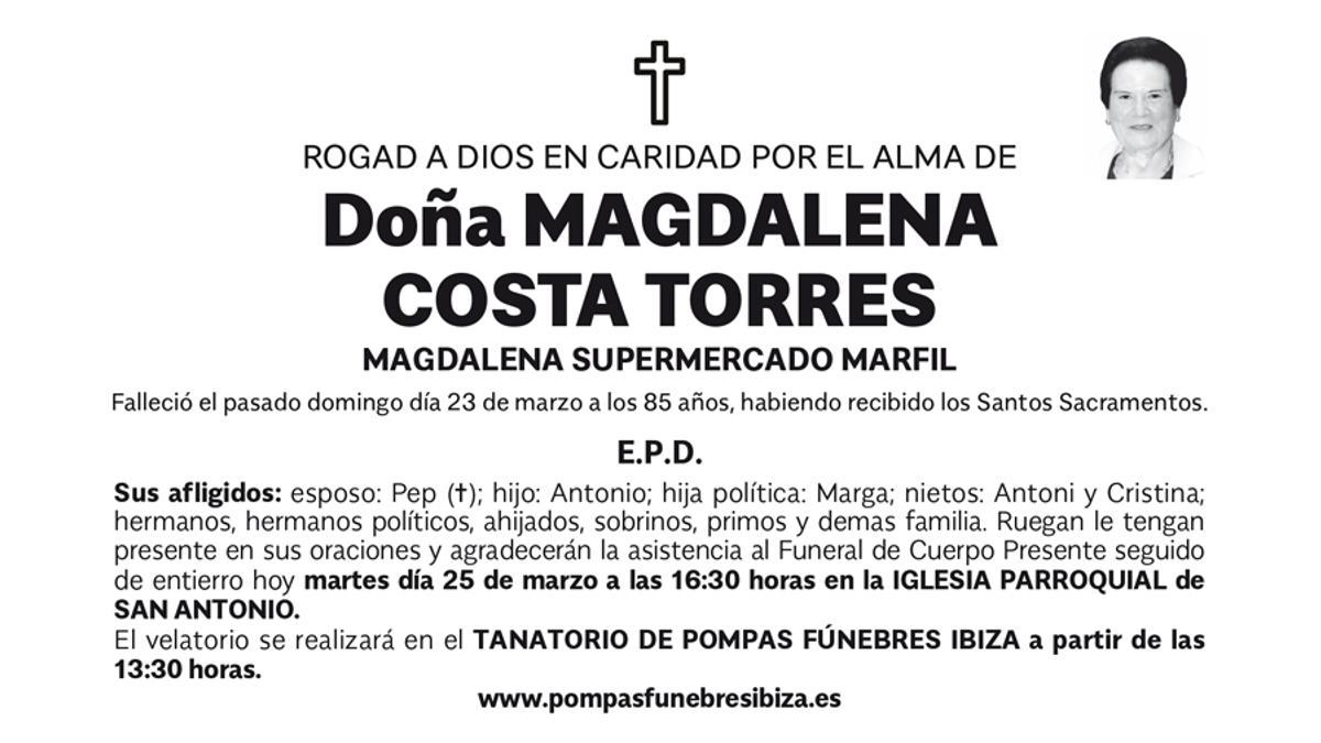 Esquela Magdalena Costa Torres