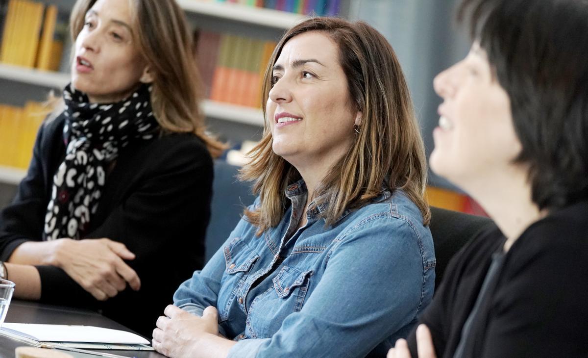 Madrid. 18.05.2023. Ofelia Grande, editora de Siruela; Pilar Adón, escritora; Lola Larumbe, librera; Blanca Navarro, jefa de prensa, y Laura Barrachina, periodista.