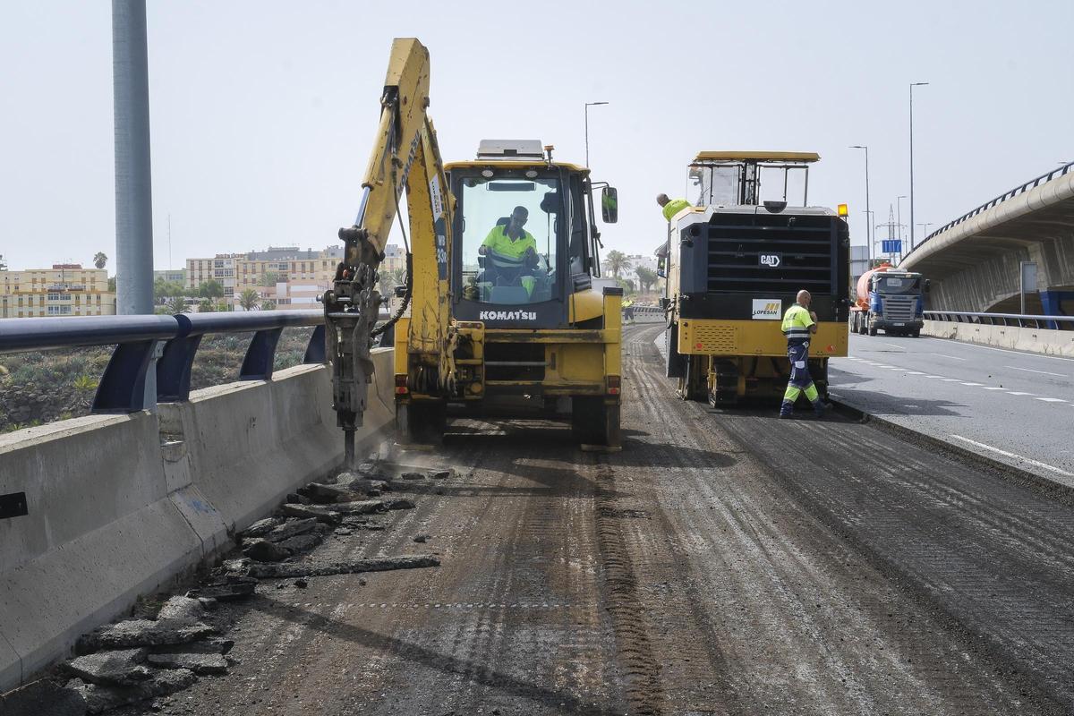 Comienzan las obras en la Circunvalación de Las Palmas de Gran Canaria (GC-3), en el tramo que atraviesa el barranco Guiniguada