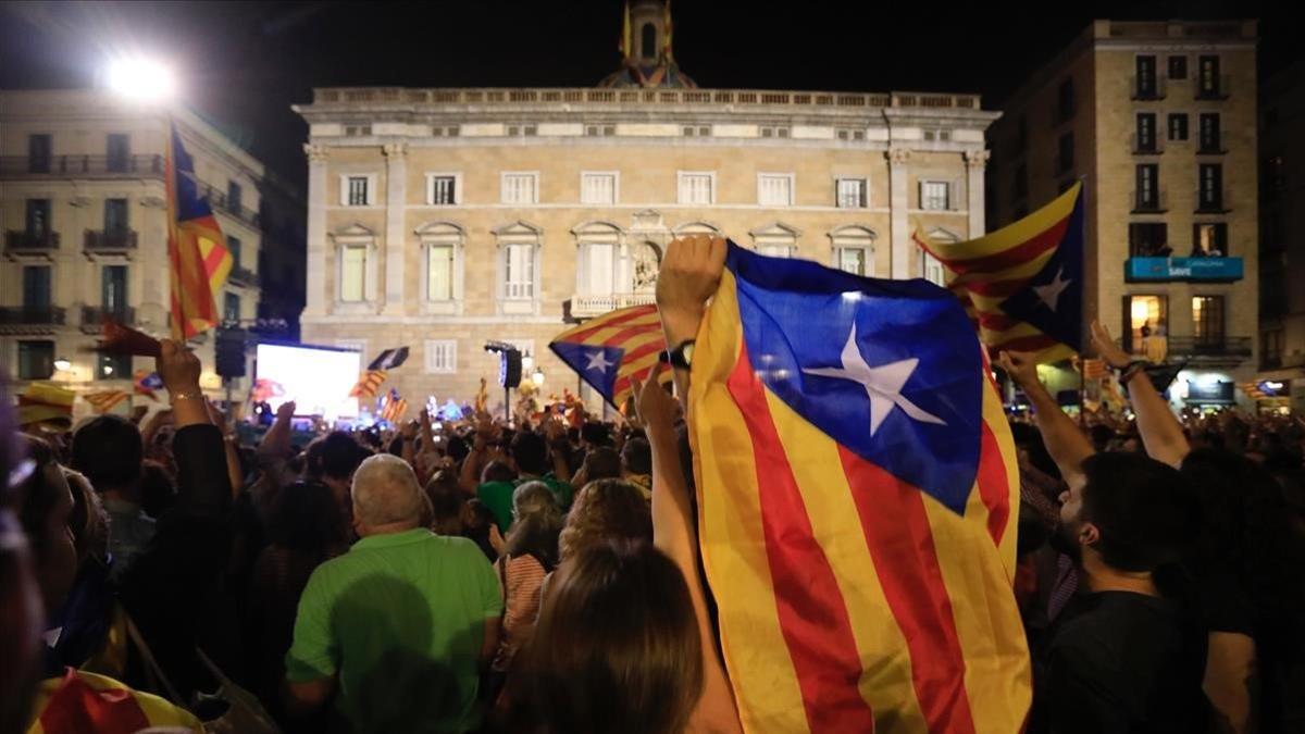 La plaza de Sant Jaume, el 27 de octubre del 2017, día de la DUI