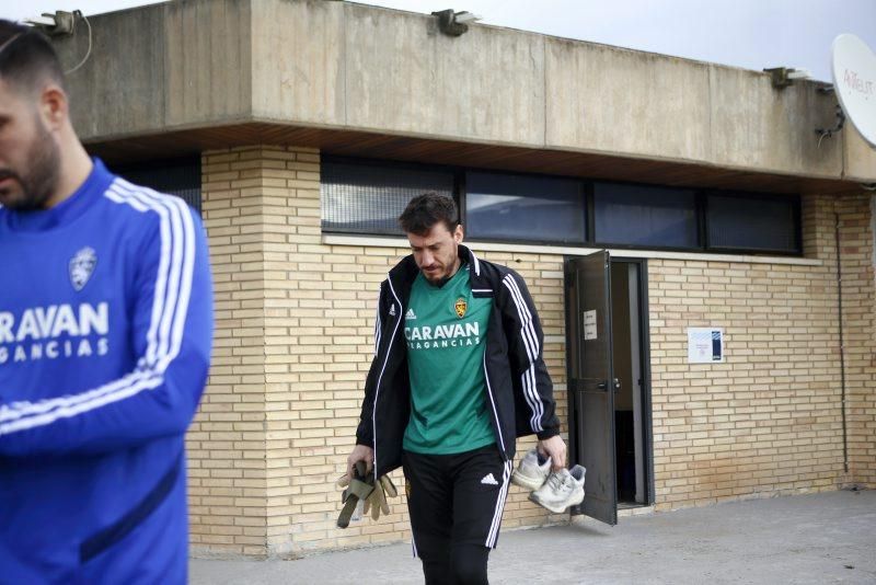 Entrenamiento del Real Zaragoza antes del partido contra la SD Huesca