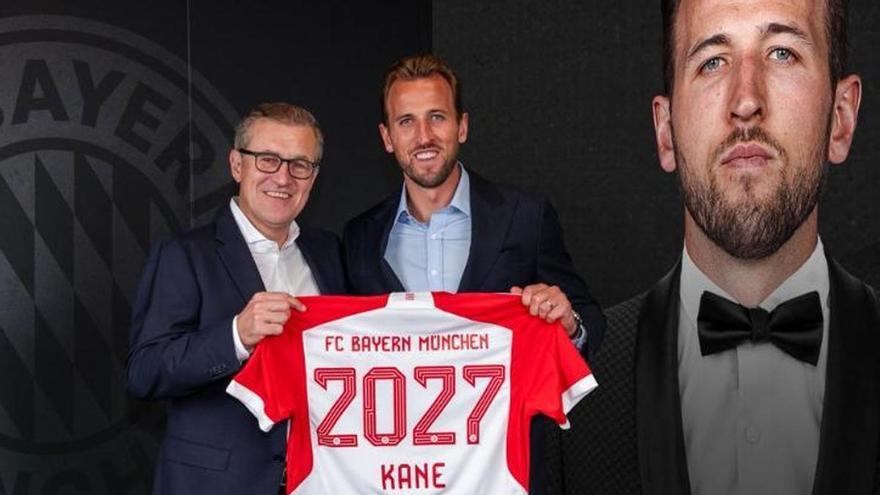 Harry Kane, presentado como jugador del Bayern hasta 2027.