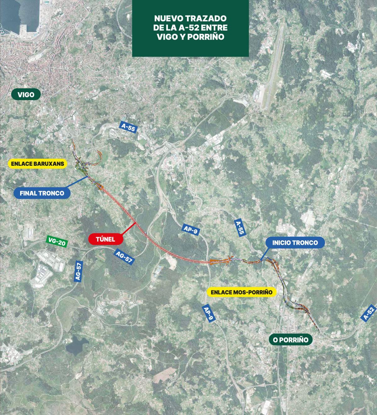 Nuevo trazado de la A-52 en túnel entre Vigo y O Porriño