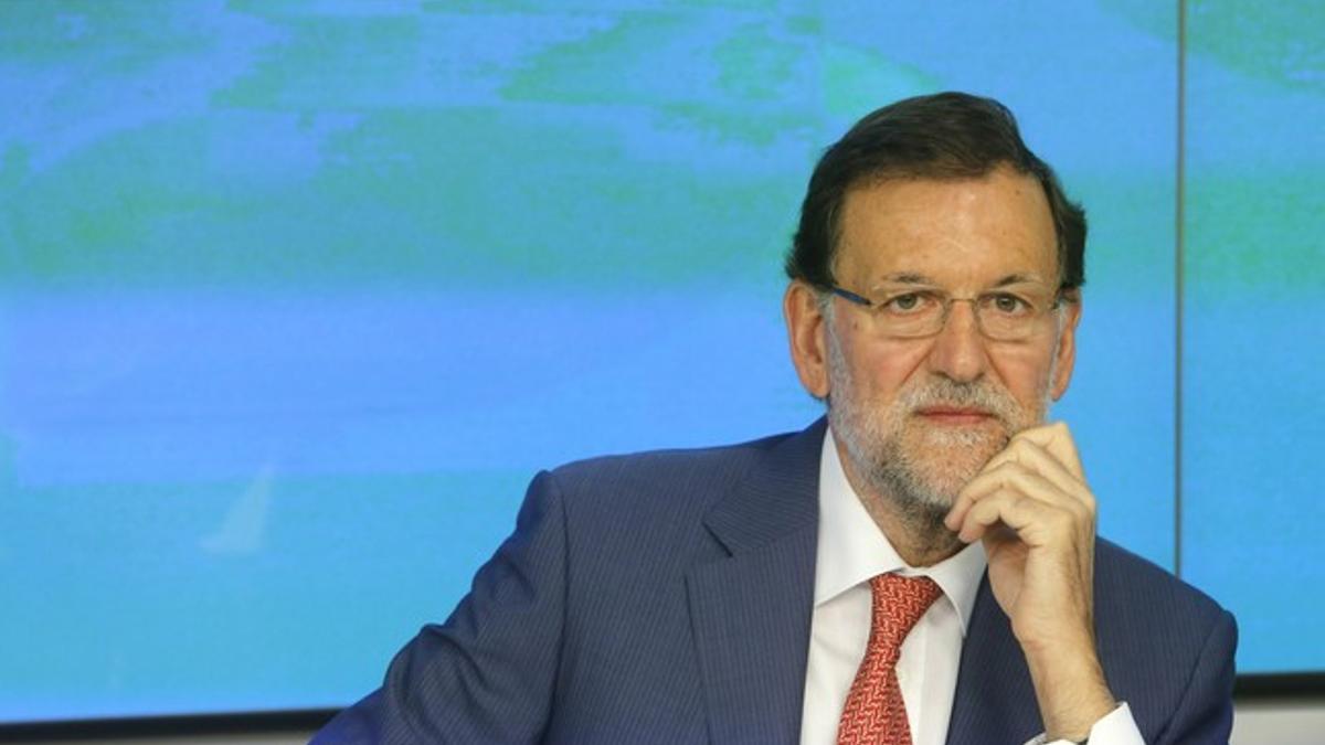 Mariano Rajoy, en la reunión de la ejecutiva nacional del PP, este lunes.