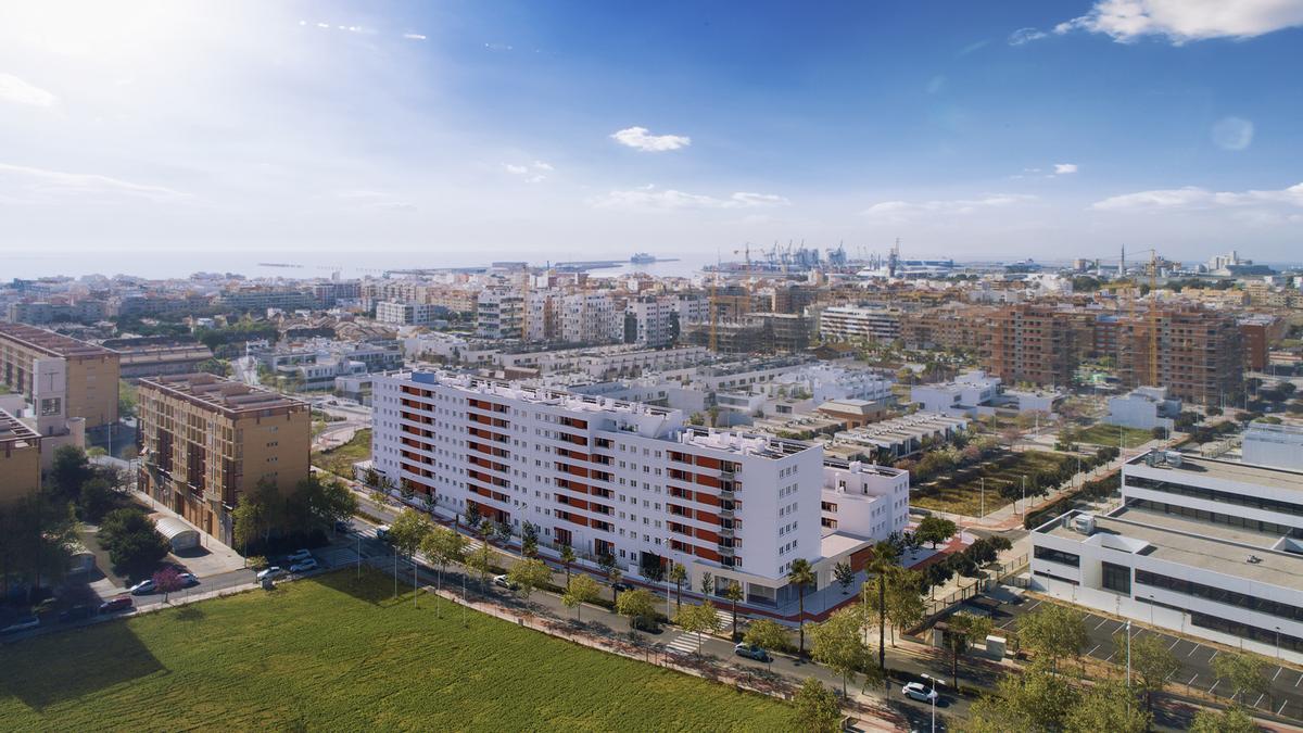 Recreación del proyecto de Metrovacesa junto a la gigafactoría.