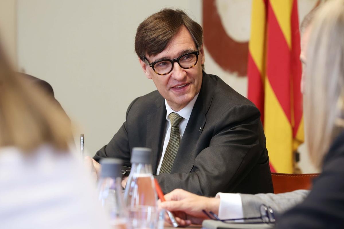 El president de la Generalitat, Salvador Illa, este martes en la reunión del Consell Executiu