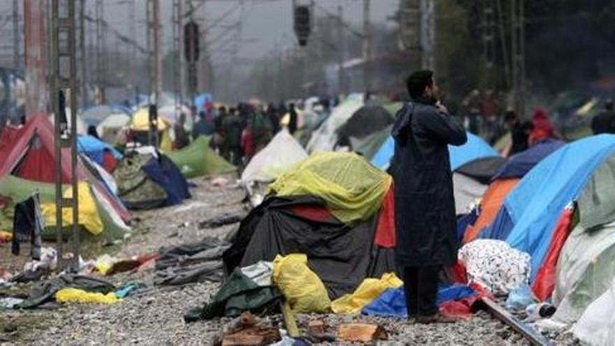 Camp de refugiats a prop de la ciutat d&#039;Idomeni, al nord de Grècia, el març del 2016