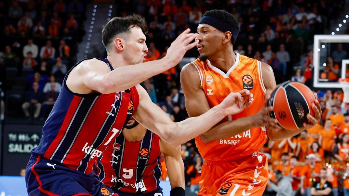 Kameron Taylor, en una acción del partido ante el Baskonia en la Euroliga.