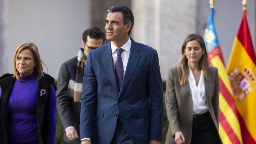 Pedro Sánchez y Pilar Bernabé, en la visita del presidente del Gobierno a València el pasado mes de enero.