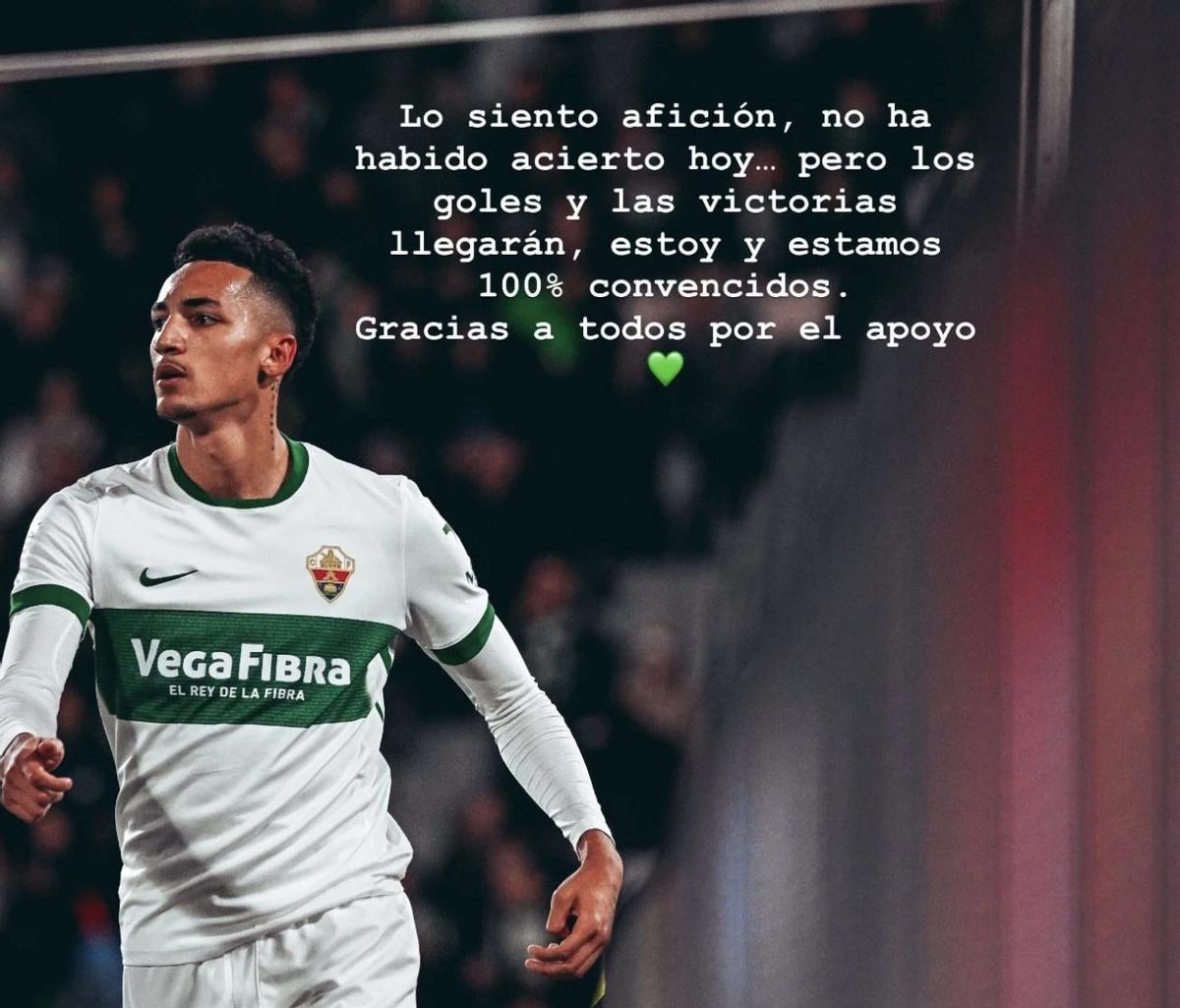 El mensaje colgado por Álvaro Rodríguez en su cuenta de Instagram.