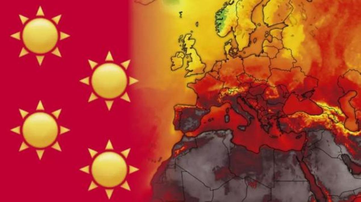 Mapa de temperatures d'Europa el 2023, on destaquen els països del Mediterrani com els més afectats per la calor extrema