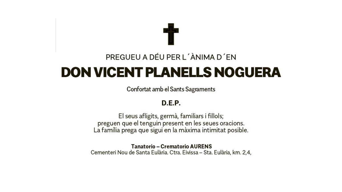 Esquela Vicent Planells Noguera