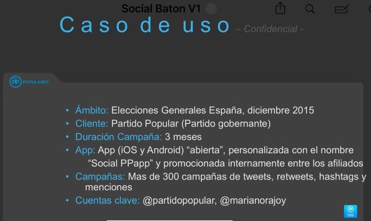 En un informe, Zed WorldWide ponía de ejemplo el uso que el PP había hecho de su algortimo para control de campañas electorales..jpeg