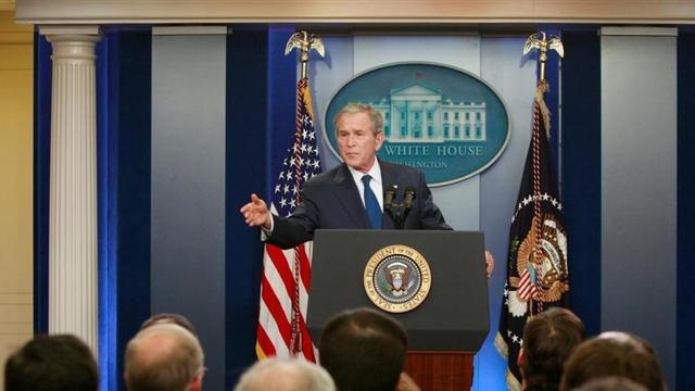 George W. Bush en su última rueda de prensa como presidente de Estados Unidos en el 2009.