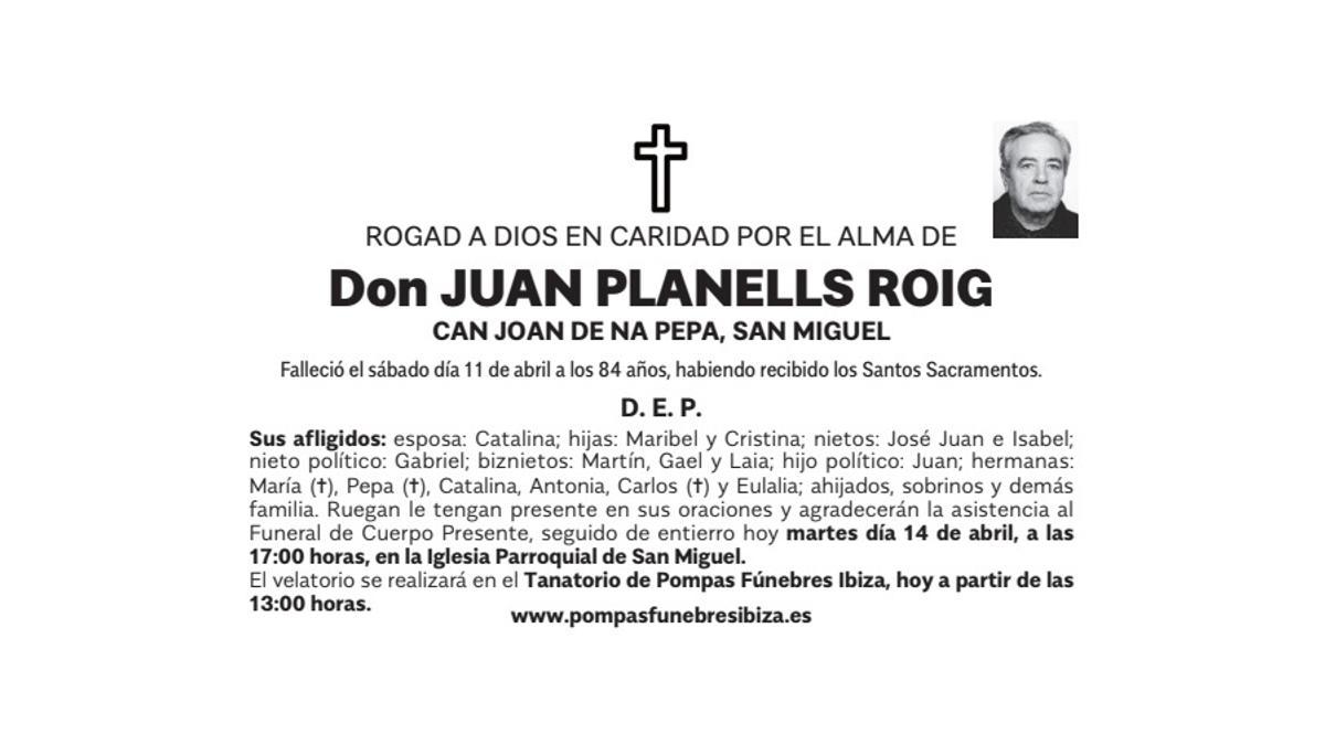 Esquela Juan Planells Roig
