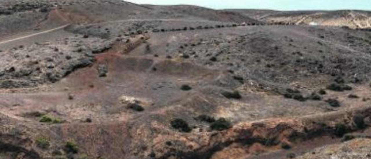 Vista general del barranco de Los Pozos, donde se ubica el yacimiento.