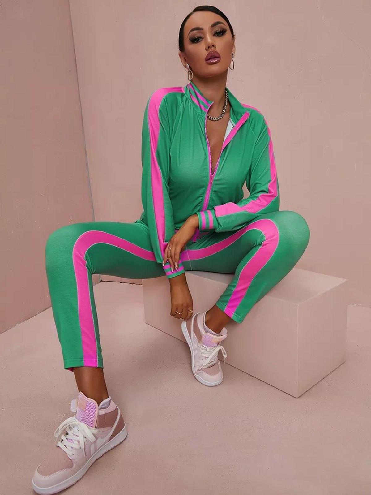 Chándal verde y rosa en Aliexpress