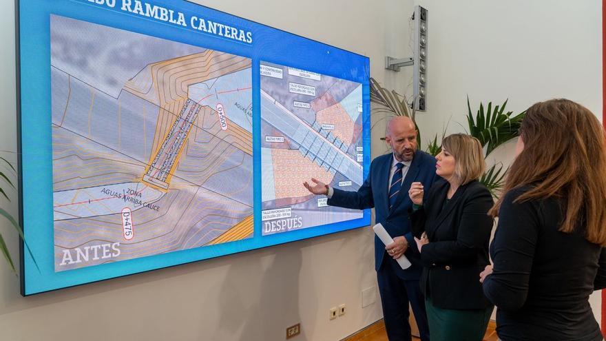 Obras para evitar inundaciones junto a las ramblas de Canteras y Benipila