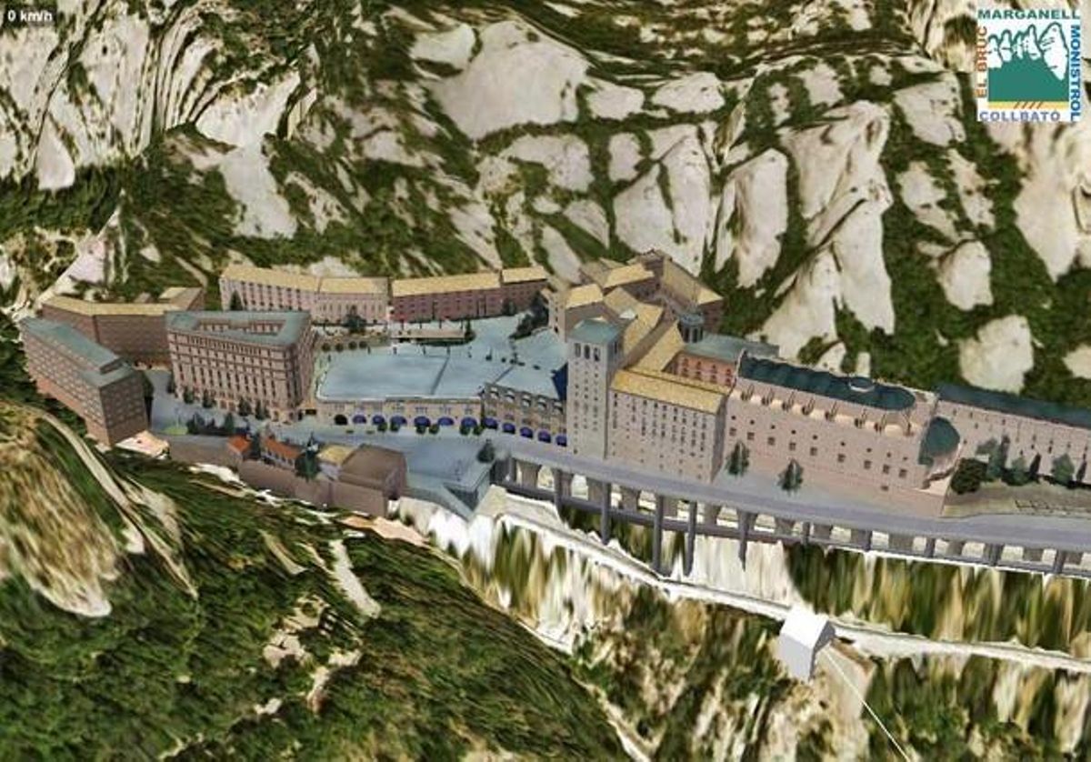 Vista aèria del monestir de Montserrat.
