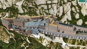 Vista aérea del monasterio de Montserrat.