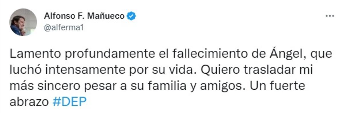 Mensaje de condolencias de Mañueco.