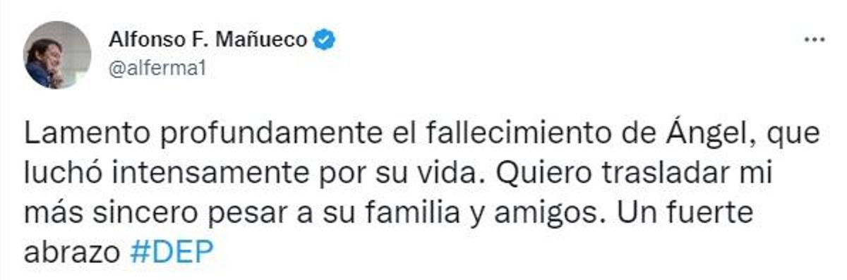 Mensaje de condolencias de Mañueco.