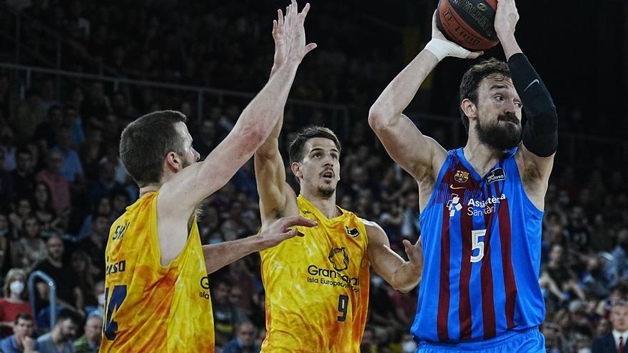 Un momento del partido entre el Barcelona y el Gran Canaria.