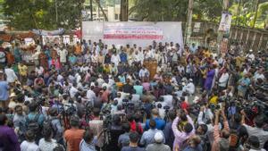 Bangladeshi garment workers union protest in Dhaka