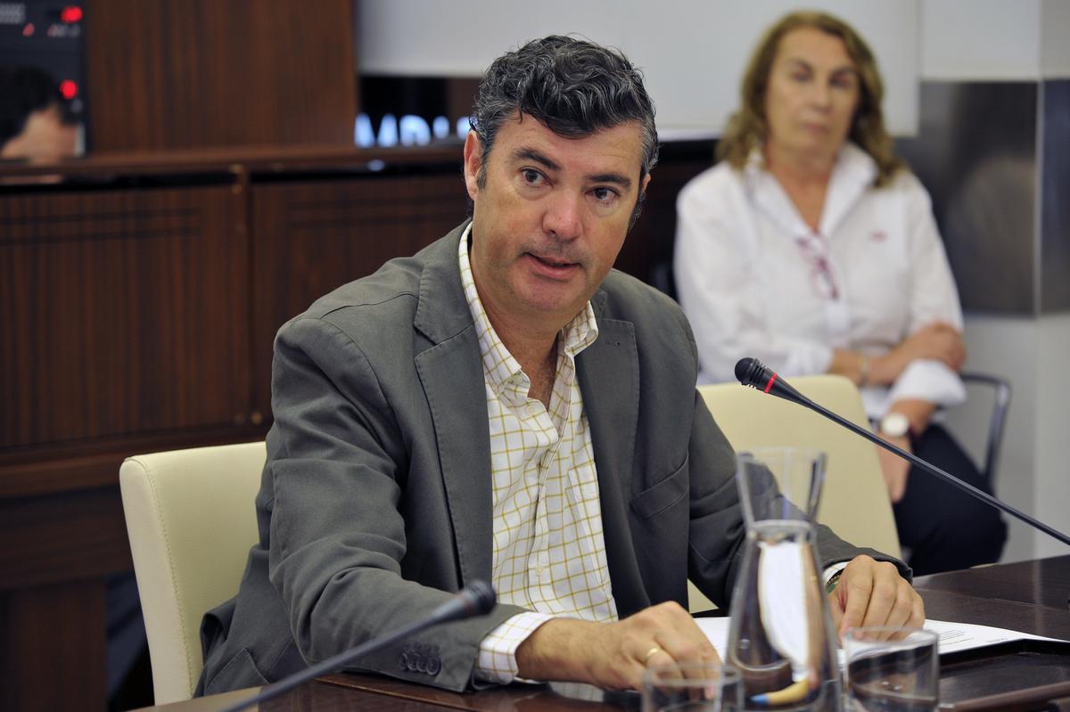 El director general de Movilidad y Transportes, Cristóbal Maza Olivera, esta mañana durante la Comisión de Infraestructura.