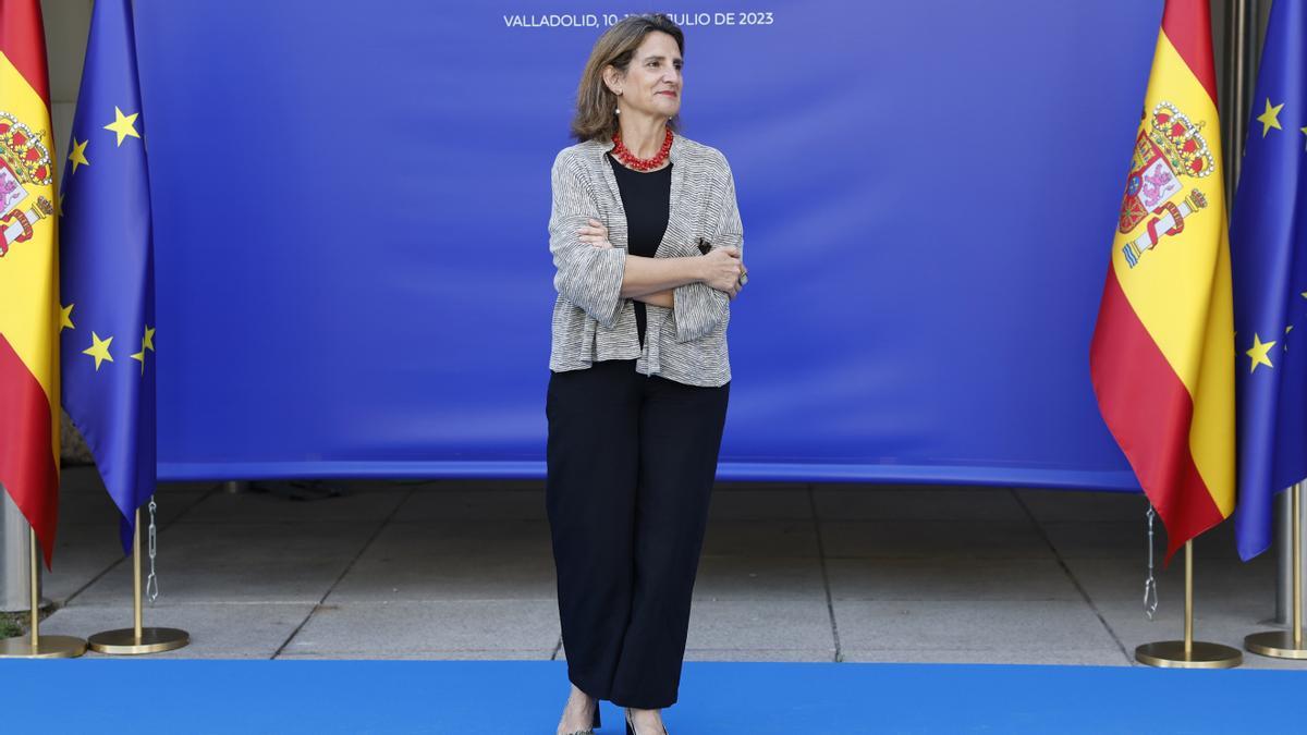 La vicepresidenta tercera y ministra para la Transición Ecológica, Teresa Ribera, esta mañana en Valladolid.