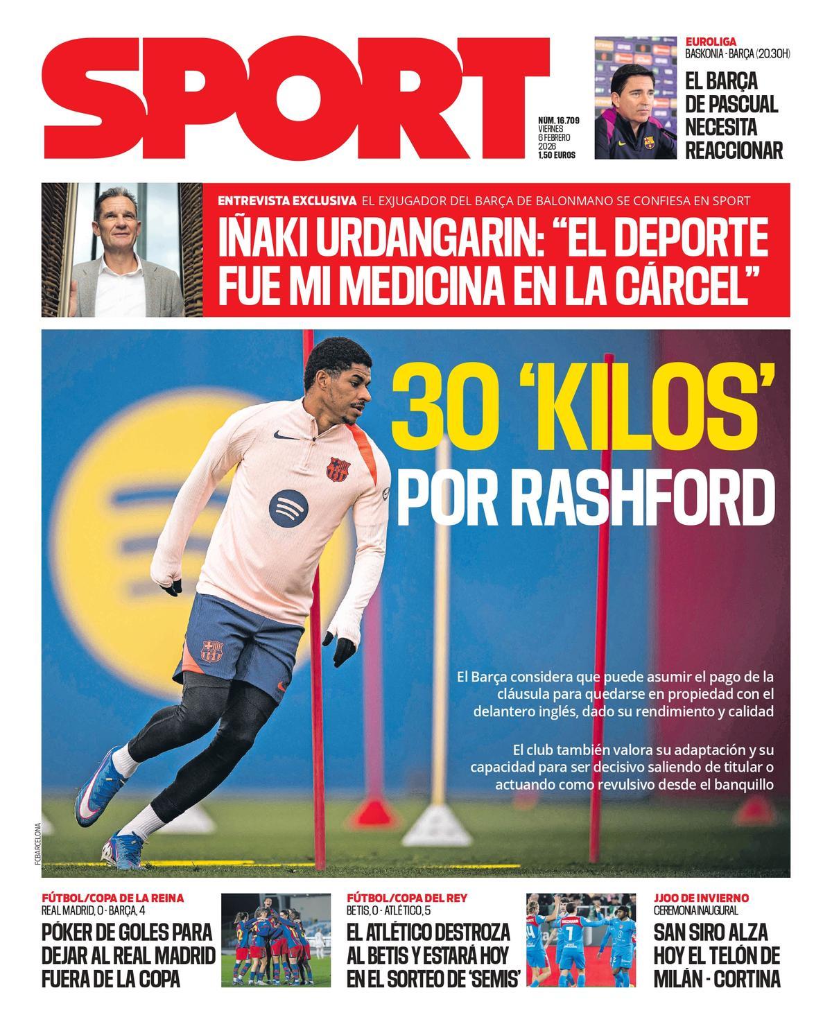 Esta es la portada de SPORT de hoy, viernes 6 de febrero