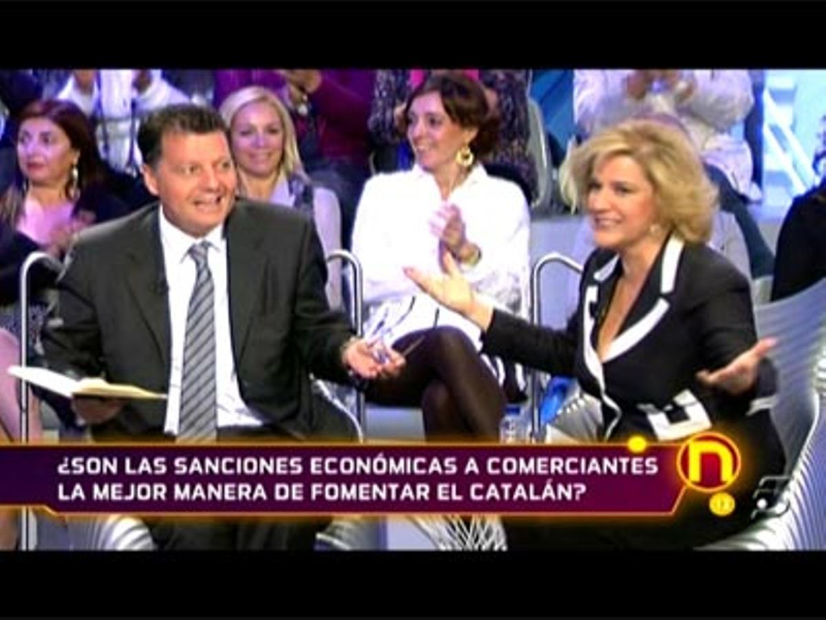 Alfonso Rojo i Pilar Rahola discuteixen a ’La nòria’, Tele 5.