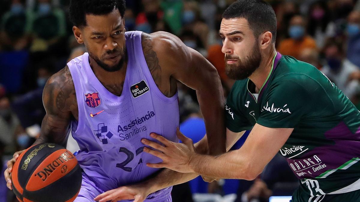 Higgins, en una acción del partido ante Unicaja