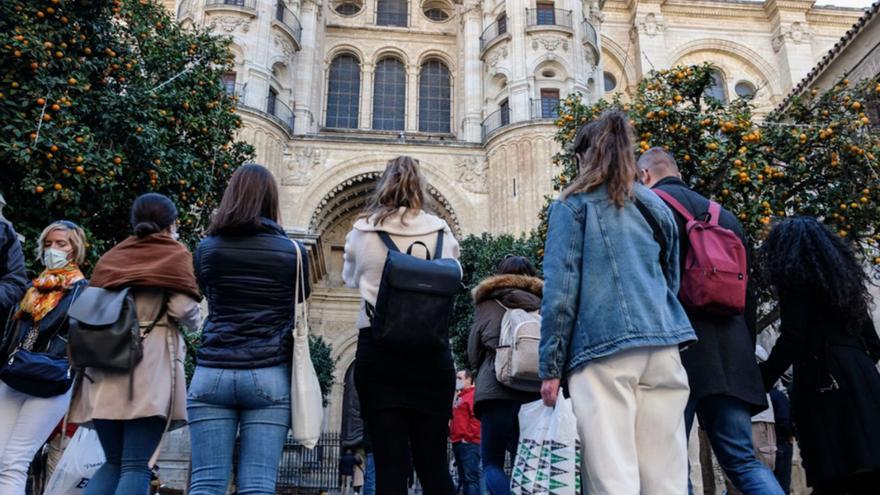 Turistas, este sábado, en Málaga