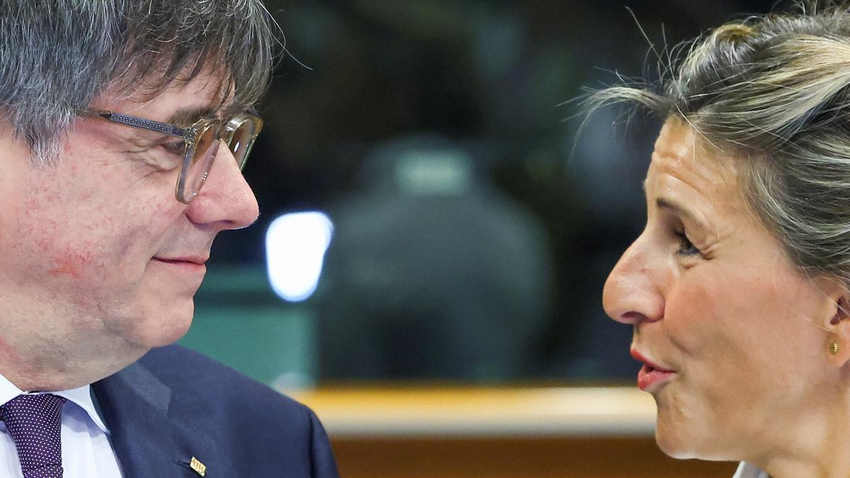 Carles Puigdemont y Yolanda Díaz, en su encuentro en Bruselas