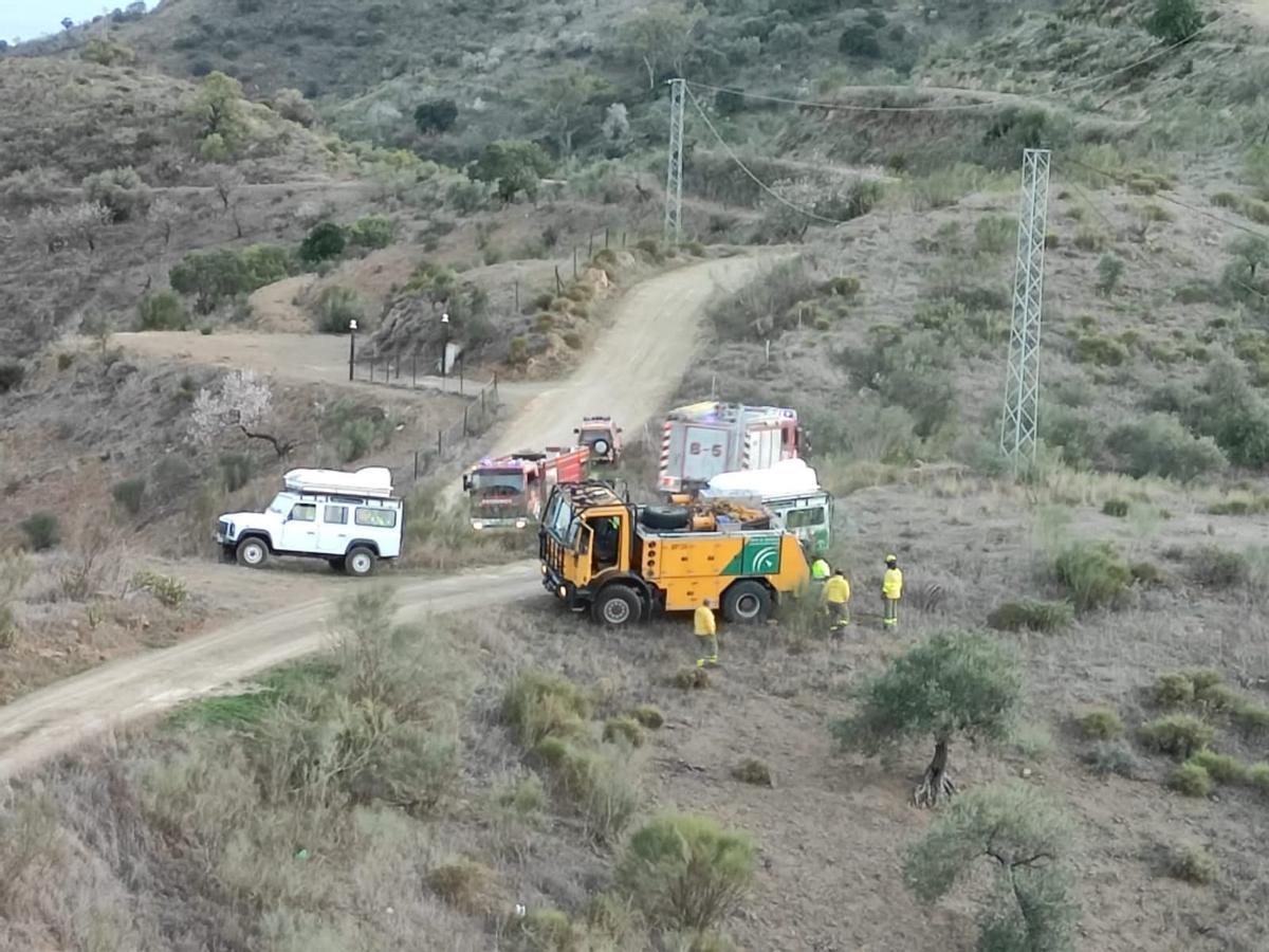 Zona afectada por el fuego en el entorno de la Ermita de los Verdiales, en el Puerto de la Torre.