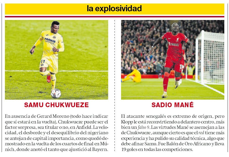 Los africanos Samu Chuwueze y Sadio Mané, llamados a ser determinantes.