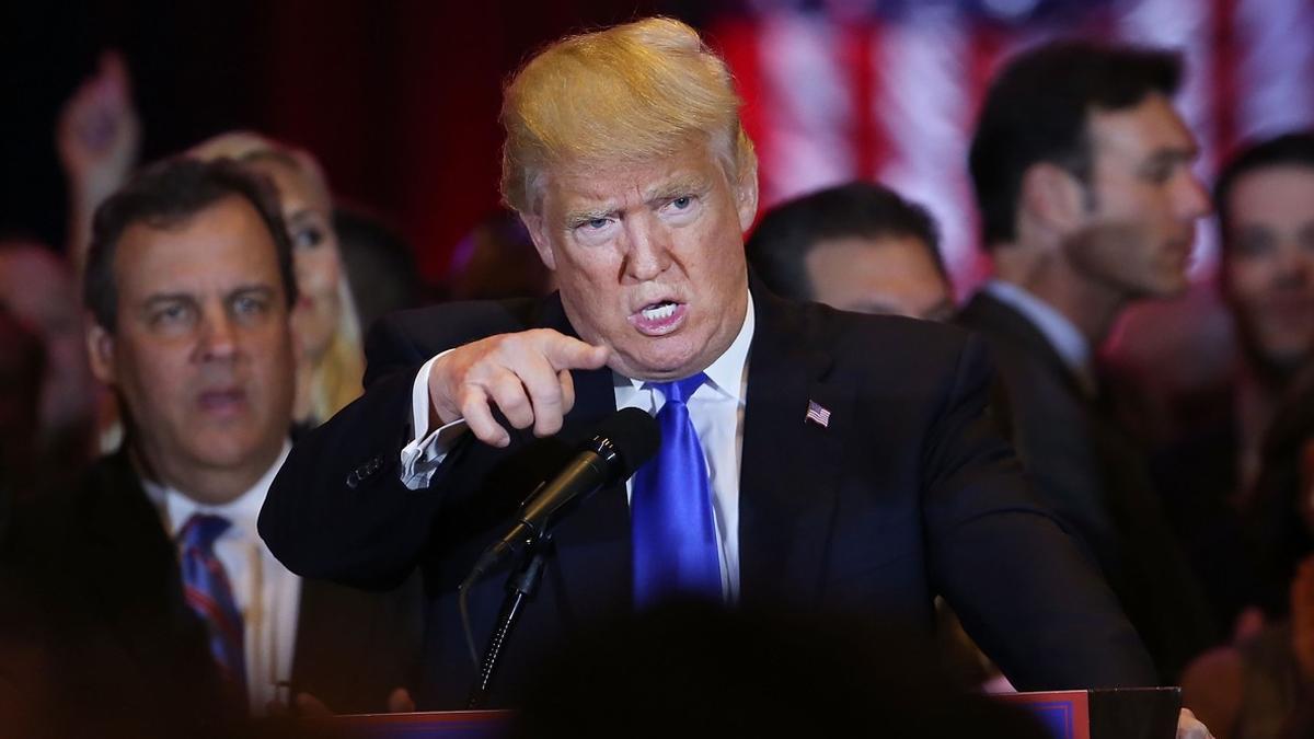 Donald Trump, durante la noche electoral, en Nueva York.