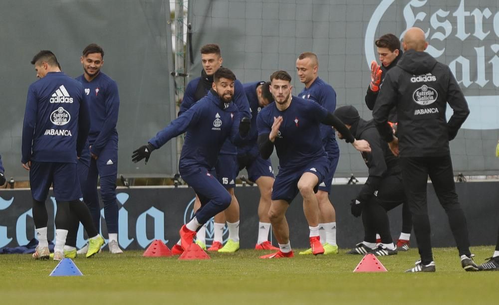 Primer entrenamiento de Hoedt en A Madroa